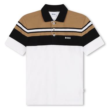 BOSS playera polo para niño y adolescente manga corta color blanco